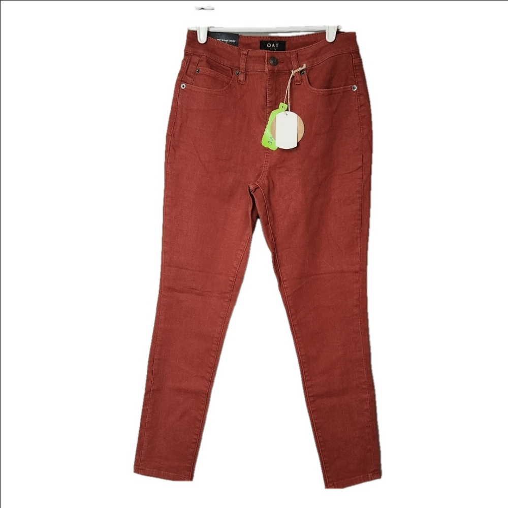 OAT New York High Rise Skinny ankle  NWT Size 26 stretch red/orange jeans